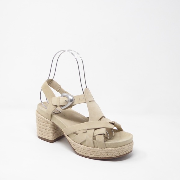AEROSOLES Shoes - Aerosoles Womens Chatham Platform Sandals Tan Suede Espadrille Block Heel 8.5